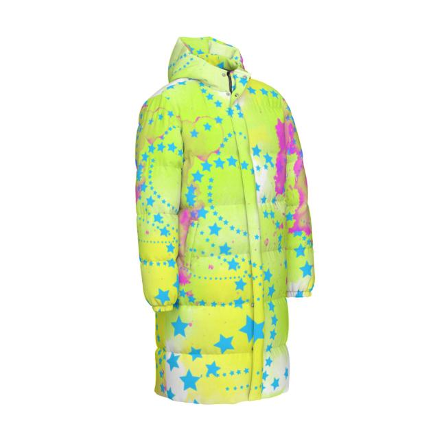 Preview: Warme Wintermantel mit Hundemotiv Amy3– Popart Hundemotiv, 90% Daunen, 10% Federn, bunt, stylisch, AmStaff, Staff, Staffordshire, Pitbull, Pit, Soka, Größe XS- 4XL